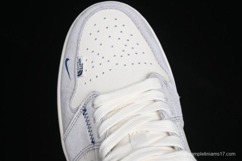 Nike Air Jordan 1 Low AJ1 The North Face Collaboration - Custom High-End Retro Basketball Shoes with Blue Swoosh - DM9188-010