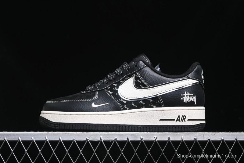 Nike Air Force 1 '07 Low Stussy Collaboration - All Black Low-Top Casual Sneakers - XZ6188-311