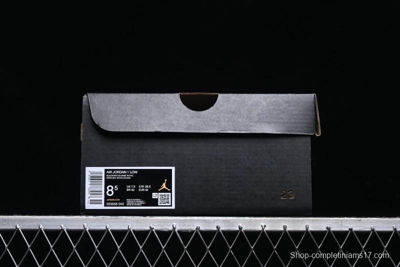 Nike Air Jordan 1 Low Retro Basketball Shoes Black Blue - 553558-042