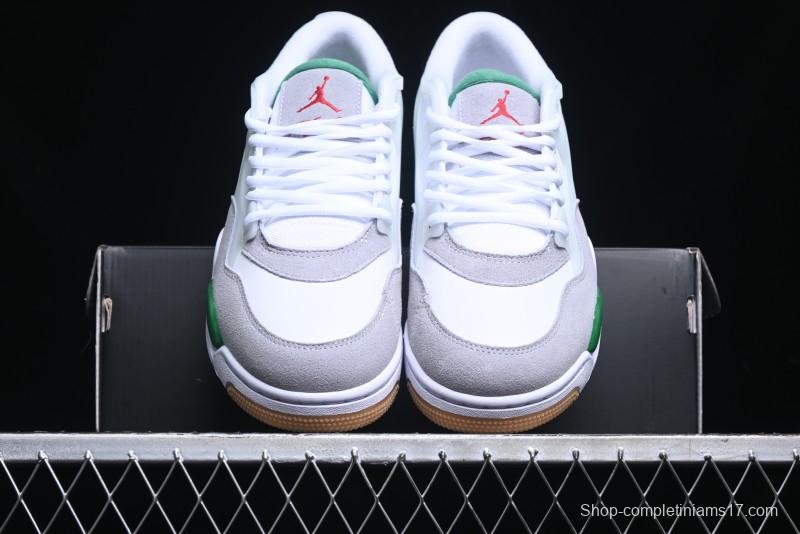 Nike Air Jordan 4 Remastered AJ4 Retro Sneakers in White Green with Gum Sole - FQ7939-103