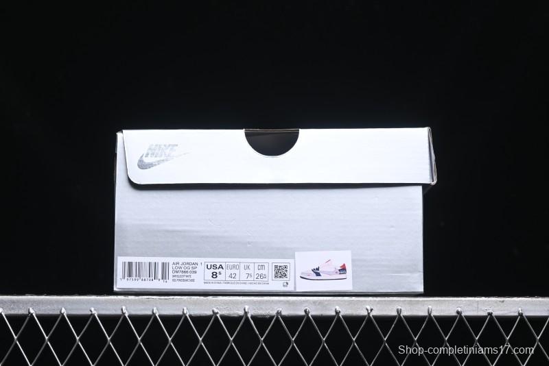 Nike Travis Scott x Fragment Design x Air Jordan 1 Low OG SP AJ1 Multi-Color Patchwork Low-Top Casual Sneakers - DM7866-039