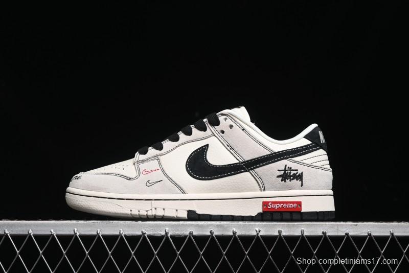 Nike SB Dunk Low Stussy Collaboration - Embroidered Black Swoosh Anniversary High-End Custom Low-Top Casual Sneakers - MM1089-031