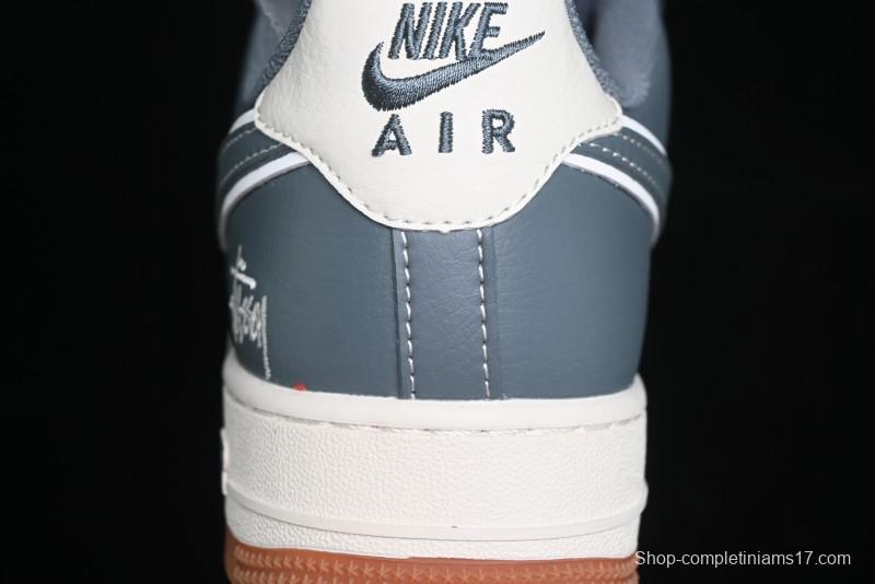 Nike Air Force 1 '07 Low Stussy Collaboration - Grey White Gum Sole Low-Top Casual Sneakers - XZ9688-101