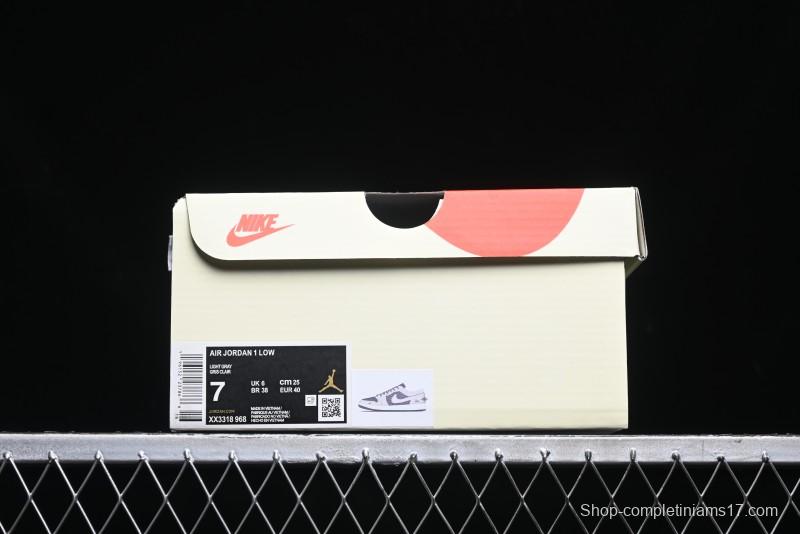 Nike Air Jordan 1 Low Stussy Collaboration - Grey Pigskin Black Base Retro Basketball Shoes - XX3318-968
