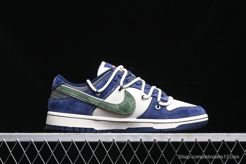 Nike SB Dunk Low Supreme Collaboration - Double Force Blue Lace-Up Anniversary High-End Custom Low-Top Casual Skate Shoes - XS1186-101