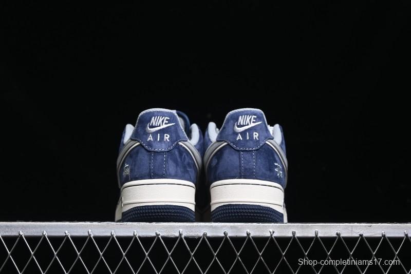 Nike Air Force 1 '07 Low Stussy Collaboration - Grey Blue Suede Low-Top Casual Sneakers - SJ6698-007