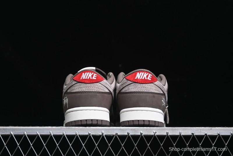 Nike SB Dunk Low Stussy Collaboration - Beige Brown Swoosh Anniversary High-End Custom Low-Top Casual Skate Shoes - SF1029-408