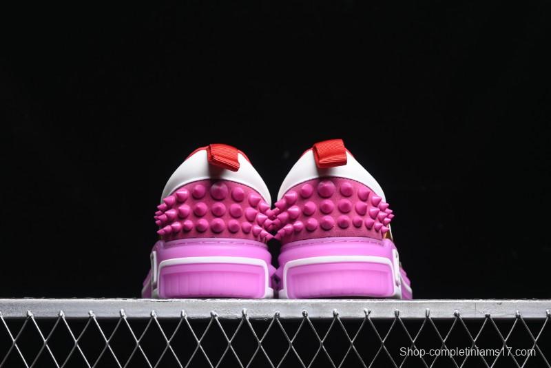 Christian Louboutin Funnyto Flat French Luxury Brand Low-Top Sneakers in Purple Color Block - X.D4