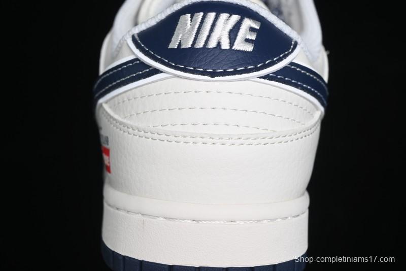 Nike SB Dunk Low Stone Island x Supreme Collaboration - Navy Blue & Off-White Anniversary High-End Custom Low-Top Casual Sneakers - BB9866-007