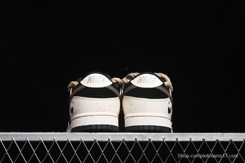 Nike Dunk Low Retro Casual Sneakers with Little Panda and Dopamine Mocha Design - DD1391-100
