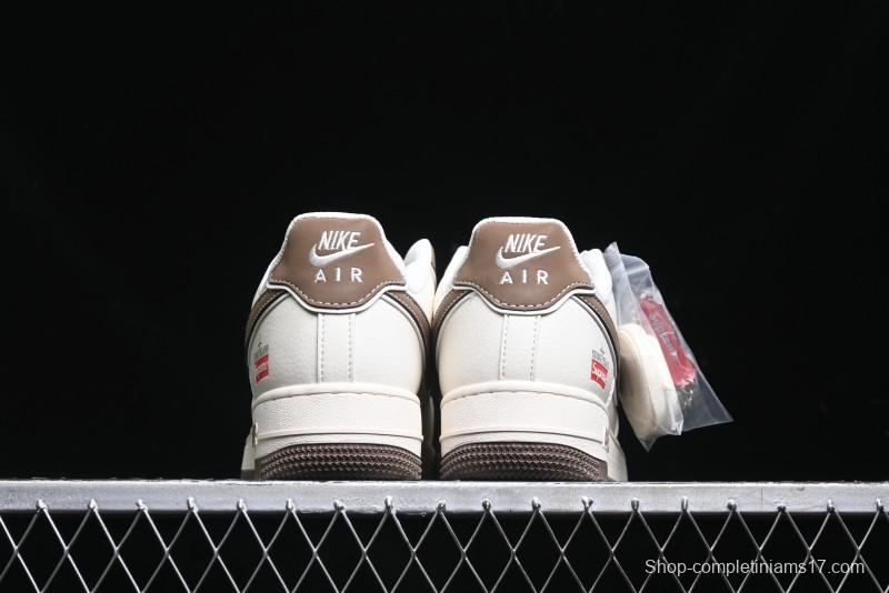 Nike Air Force 1 '07 Low Stone Island x Supreme Collaboration - Beige Brown Swoosh Casual Sneakers - BB1616-306