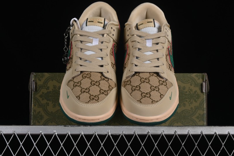 Nike SB Dunk Low Gucci Collaboration - Anniversary High-End Customized Low-Top Casual Sneakers - DQ1098-357