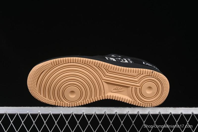 Nike Air Force 1 '07 Low Dior Collaboration Black Gum Knit Casual Sneakers - KK1988-058