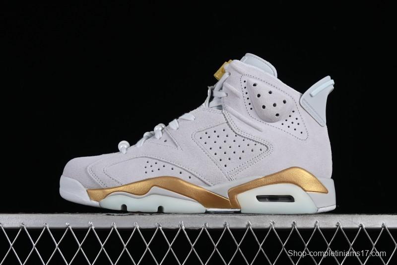 Nike Air Jordan 6 Retro Paris Olympics Sneakers with Metallic Gold Accents - DQ4914-074