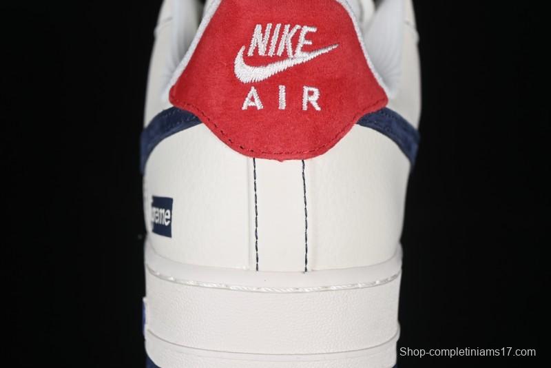 Nike Air Force 1 '07 Low Supreme Collaboration Sneakers with Red Tab and Blue Swoosh - BB7518-021