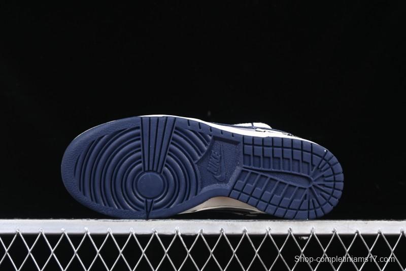 Nike SB Dunk Low Stussy Collaboration Anniversary Custom Low-Top Casual Sneakers with Strap in Beige Grey and Navy - YX5066-236