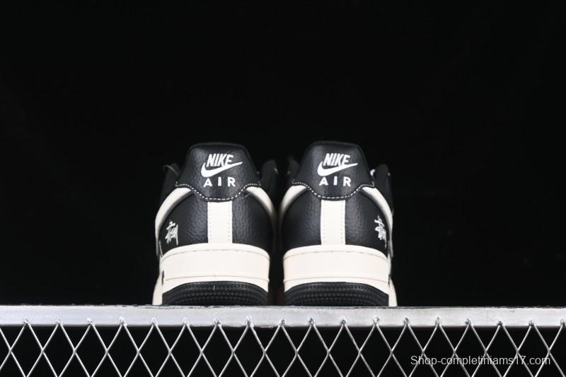 Nike Air Force 1 '07 Low Stussy Collaboration Black & White Swoosh Casual Sneakers - XZ6188-081