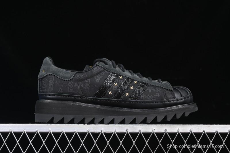 Adidas Superstar JR5114 Clot Collaboration Shell Toe Skate Shoes with Perforated Leather Upper - JR5114