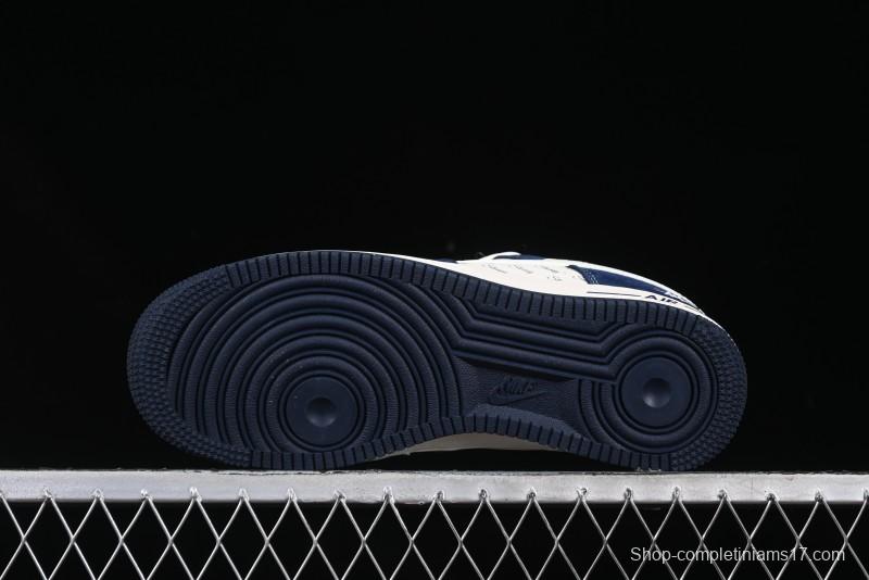 Nike Air Force 1 '07 Low Stussy Collaboration Dark Blue Suede White Swoosh Low-Top Casual Sneakers - XZ6188-673