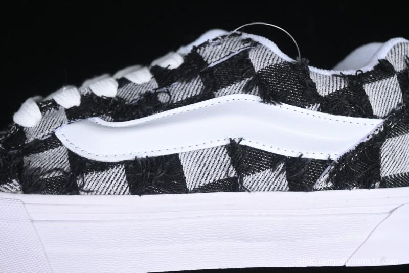 Vans Knu Skool Checkerboard Washed Denim Low-Top Casual Skate Shoes - VN000CS0239