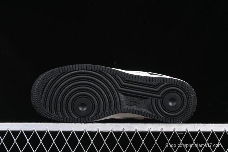 Nike Air Force 1 '07 Low Stussy Collaboration - Beige Black with Red Tab Low-Top Casual Sneakers - SJ6698-014