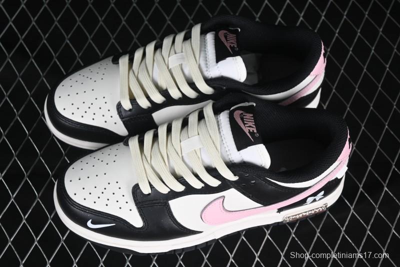 Nike SB Dunk Low Butterfly Bow Black White Pink Low-Top Casual Skate Shoes - BP1220-009