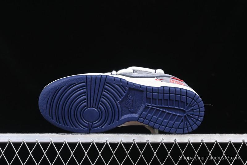 Nike SB Dunk Low Supreme Collaboration Sneakers in Gray Blue with Gray Swoosh - YX5066-260