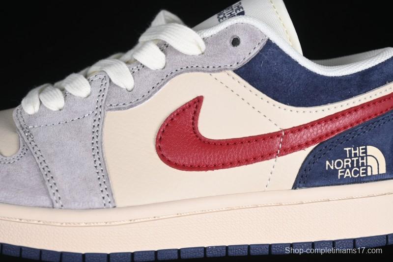 Nike Air Jordan 1 Low AJ1 The North Face Collaboration Grey Blue Red Hook Retro Basketball Shoes - DM9188-012