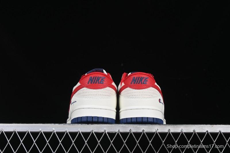 Nike SB Dunk Low Edison Chen Collaboration Blue Red Swoosh Anniversary Custom Low-Top Casual Skate Shoes - DJ2024-099