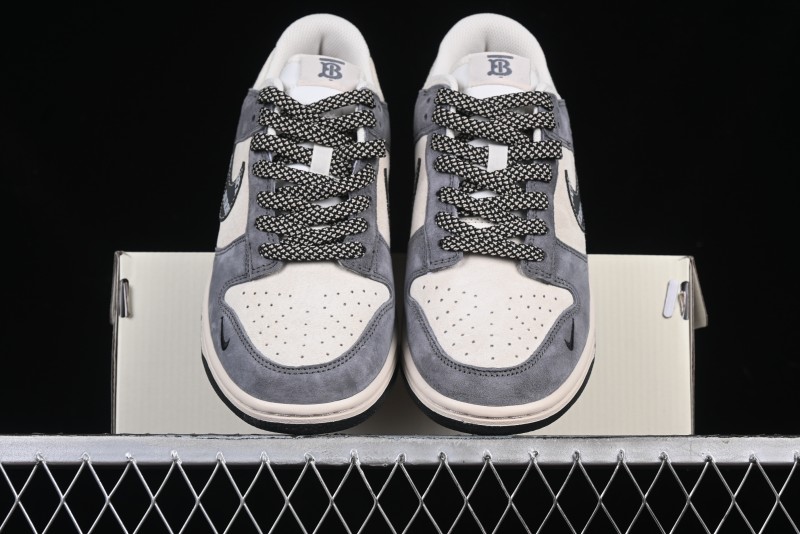Nike SB Dunk Low Anniversary Edition Customized Sneakers with Grey Swoosh Logo - DJ2024-083