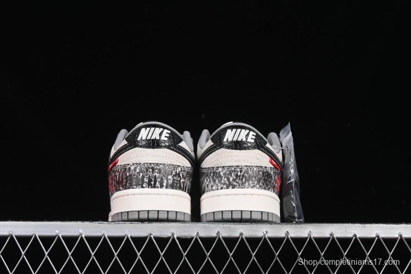 Nike SB Dunk Low Year of the Snake Series Snake Scale Black Swoosh Custom Low-Top Casual Skate Shoes - YX5066-272