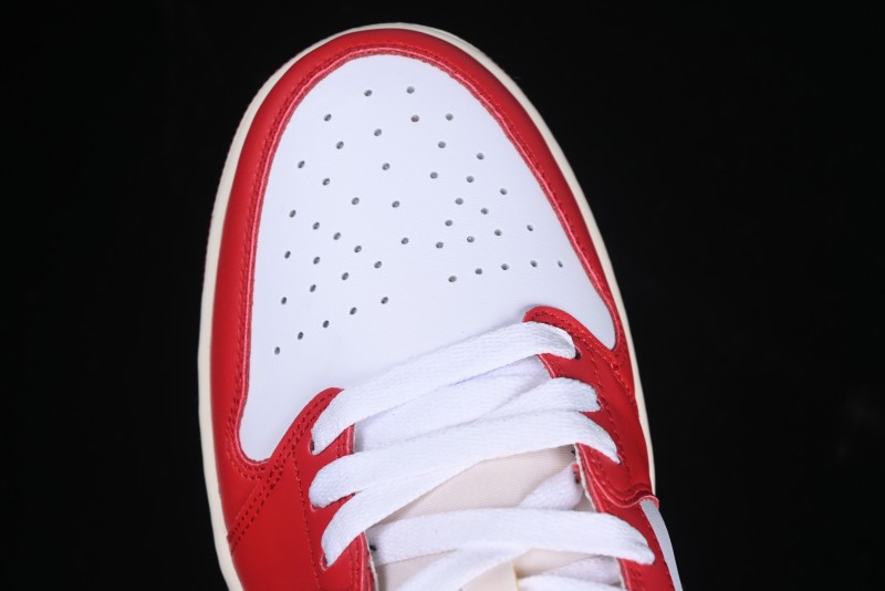Nike Air Jordan 1 Low AJ1 White Red Black Hook Casual Sneakers - HQ6998-600