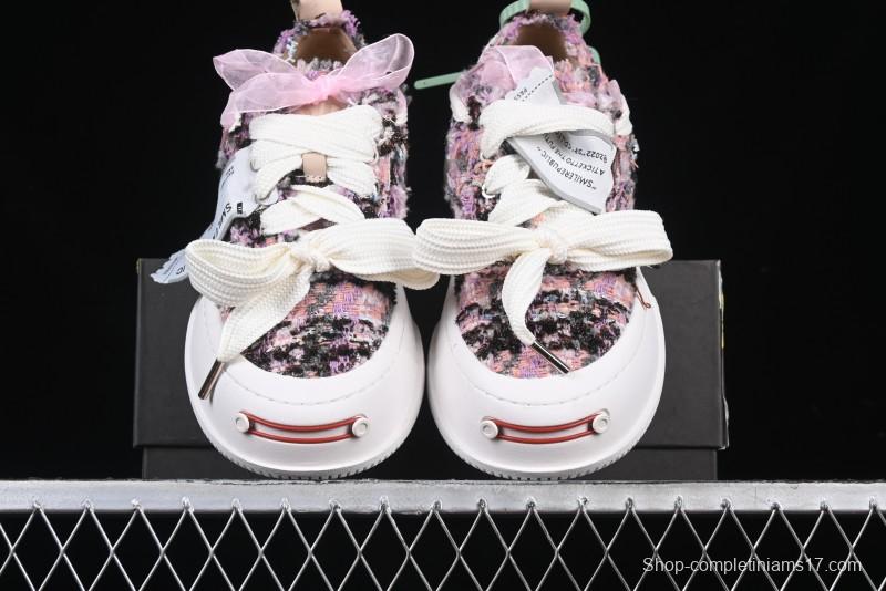 SMILEREPUBLIC SMILE Canvas Sneakers with Cut Wool Fringe and Unique Weaving - G.D4