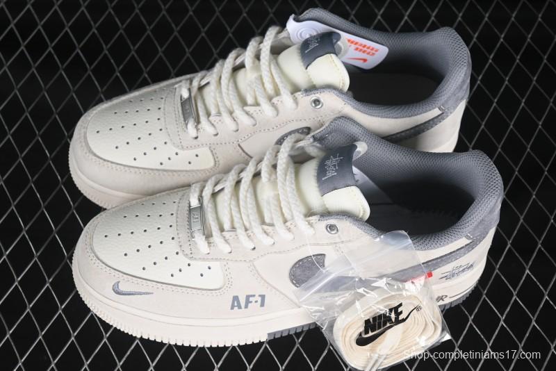 Nike Air Force 1 '07 Low Stussy Collaboration Dual-Tone Beige Low-Top Casual Sneakers - SJ6698-024