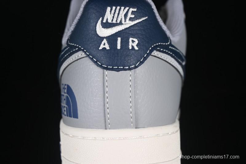 Nike Air Force 1 '07 Low The North Face Collaboration Grey Blue Double Swoosh Casual Sneakers - XS1958-520
