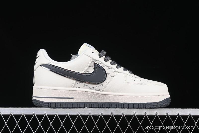 Nike Air Force 1 '07 Low Stussy Collaboration - Grey English Patchwork Low-Top Casual Sneakers - XZ3328-536