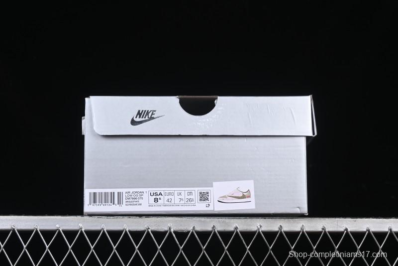 Nike Travis Scott x Fragment Design x Air Jordan 1 Low OG SP AJ1 Snake Year Limited Edition Low-Top Casual Sneakers - DM7866-075