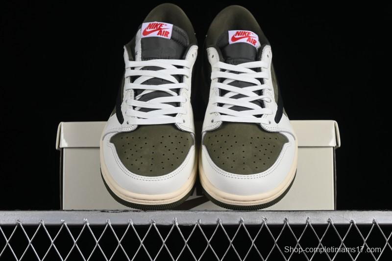 Nike Travis Scott x Air Jordan 1 Low OG AJ1 Reverse Swoosh Sneakers - DM7866-200