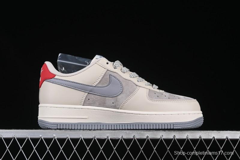Nike Air Force 1 '07 Low The North Face Collaboration Patchwork Pigskin Red Tail Casual Sneakers - XZ6188-649