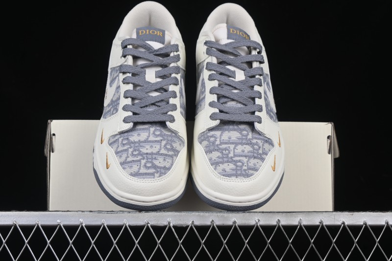 Nike SB Dunk Low Dior x Stone Island Triple Collaboration - Anniversary High-End Custom Low-Top Casual Sneakers - DM6868-043