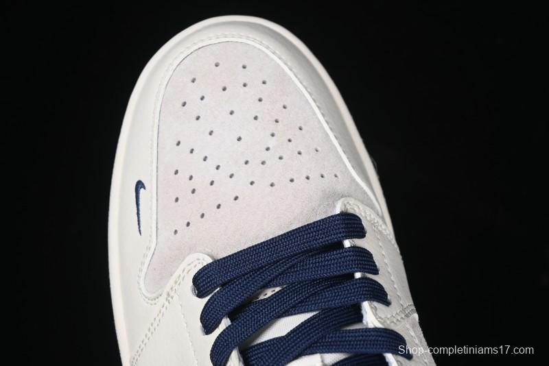 Nike Air Jordan 1 Low Supreme Collaboration - Shadow Swoosh Custom Retro Basketball Shoes - XX3318-368