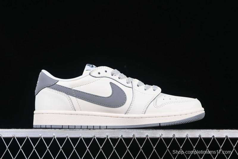 Nike Travis Scott x Fragment Design x Air Jordan 1 Low OG SP AJ1 Retro Sneakers with Unique Collaboration Details - XZ5158-002