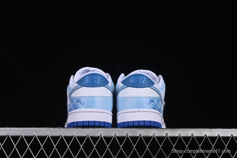 Nike Dunk Low Blue and White Porcelain Theme Casual Sneakers - DV0831-104