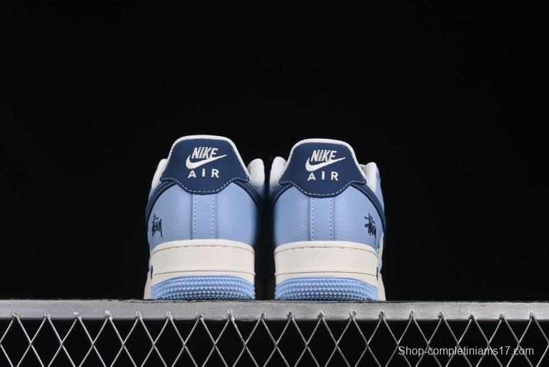 Nike Air Force 1 '07 Low Stussy Collaboration Dual-Tone Sky Blue Low-Top Casual Sneakers - XS1958-516
