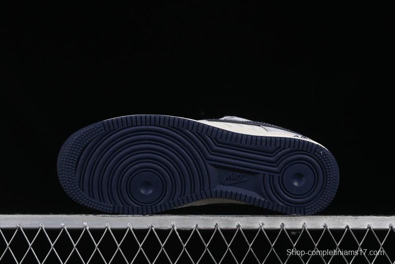 Nike Air Force 1 '07 Low Stussy Collaboration Grey Blue Swoosh Casual Sneakers - XZ3318-088