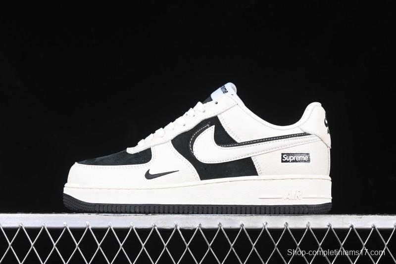 Nike Air Force 1 '07 Low Supreme Collaboration - Beige Black Double Swoosh Casual Sneakers - DF0188-019