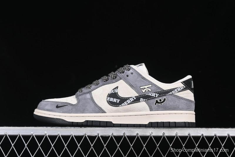 Nike SB Dunk Low Anniversary Edition Customized Sneakers with Grey Swoosh Logo - DJ2024-083