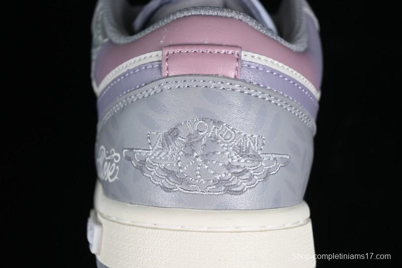 Nike Air Jordan 1 Low AJ1 Retro Basketball Shoes with Panda Mischief Modern Floral Design - 553560-053