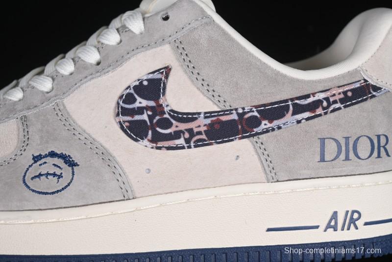 Nike Air Force 1 '07 Low Dior Collaboration Grey Blue Ghost Face Casual Sneakers - KK1988-044