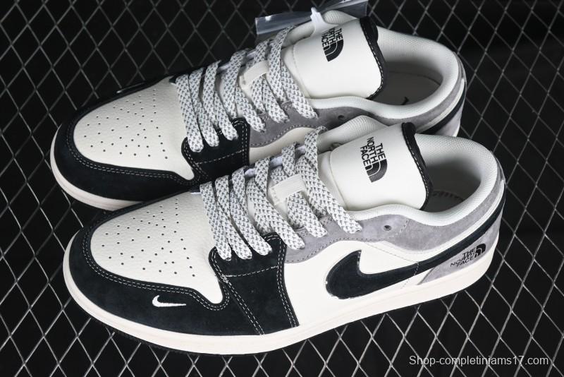 Nike Air Jordan 1 Low AJ1 The North Face Collaboration - Grey Black Toe Retro Basketball Shoes - XX3318-512